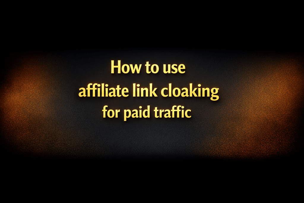 How to use affiliate link cloaking for paid traffic