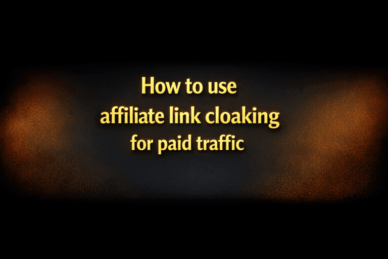 How to use affiliate link cloaking for paid traffic