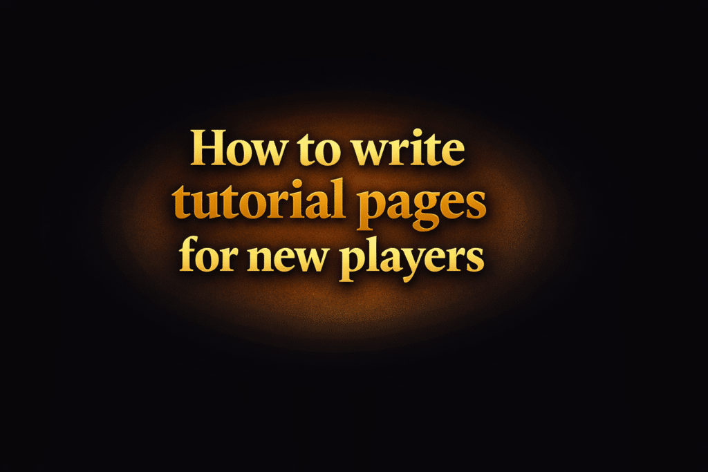 How to write tutorial pages for new players