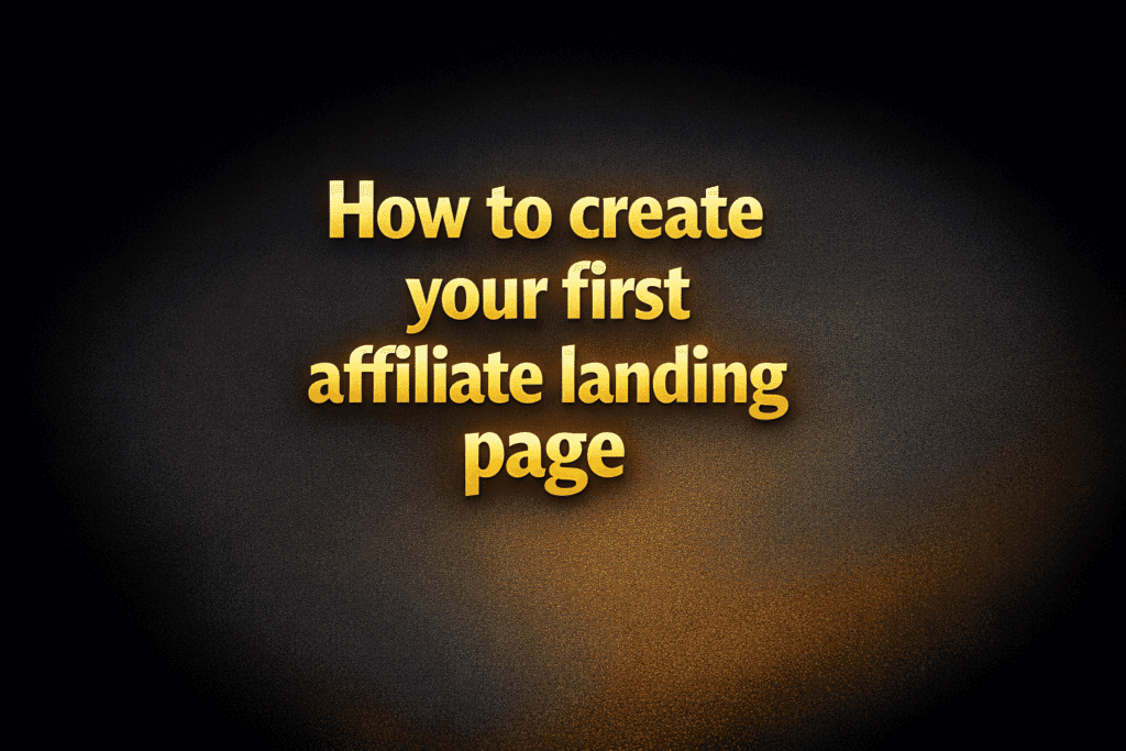 How to create your first affiliate landing page