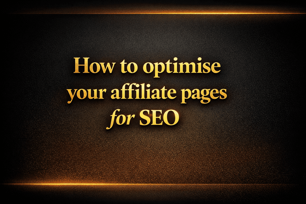 How to optimise your affiliate pages for SEO