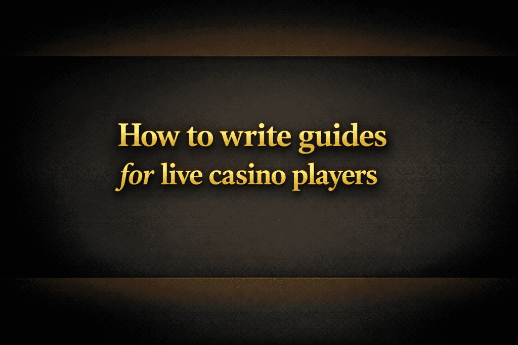 How to write guides for live casino players