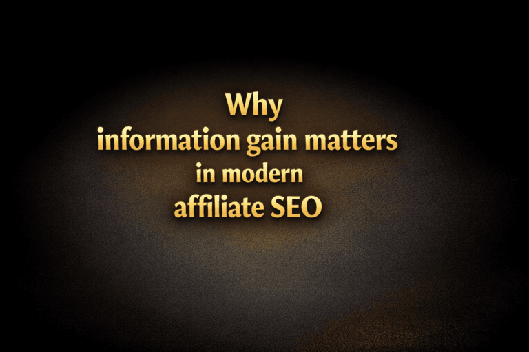 SEO team reviewing affiliate content audit dashboards for information gain opportunities