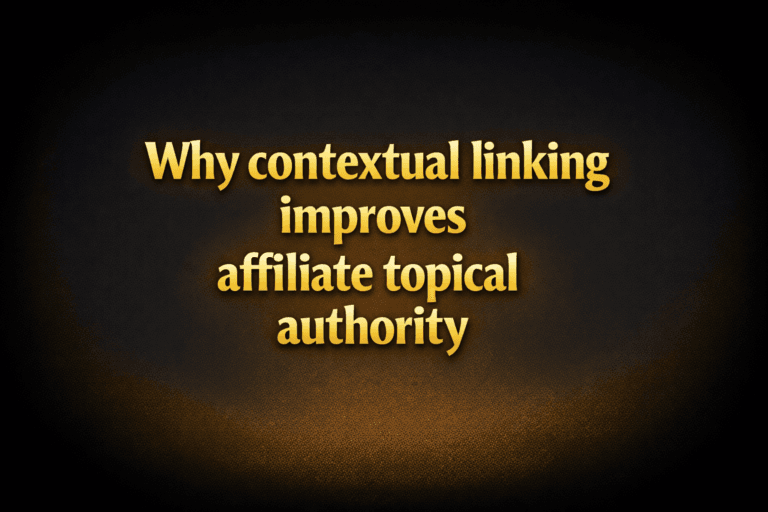 SEO strategist reviewing contextual linking and affiliate content cluster dashboards