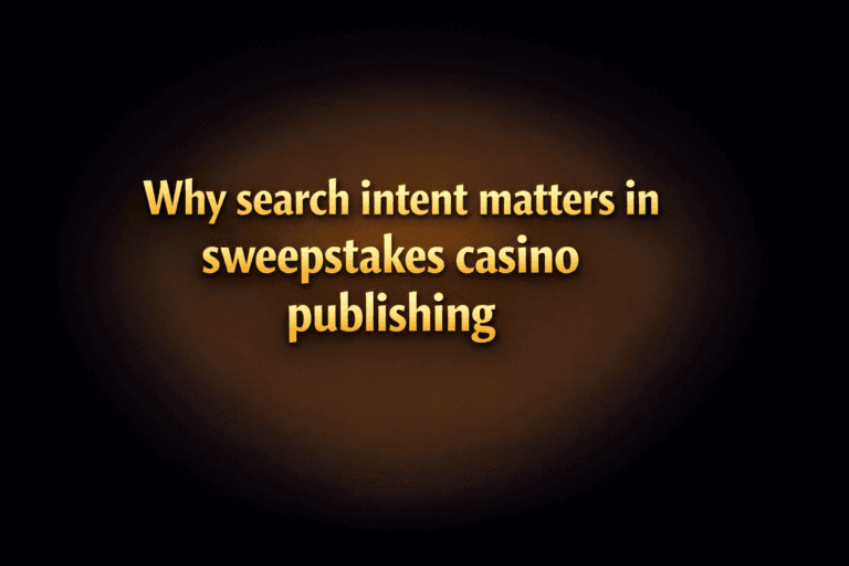 Editorial team reviewing a search intent SEO workflow for sweepstakes casino publishing