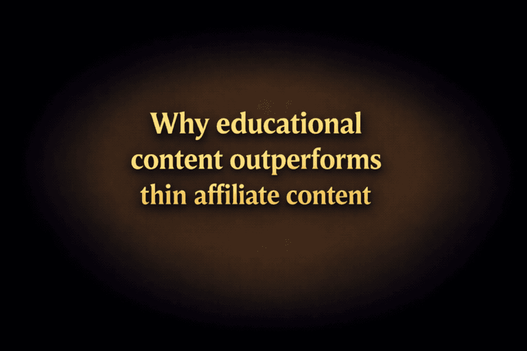 Editorial team reviewing educational affiliate content strategy and SEO performance dashboards
