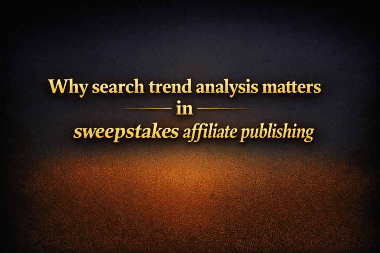 Why search trend analysis matters in sweepstakes affiliate publishing