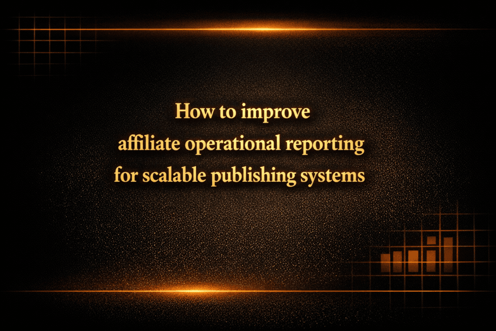 How to improve affiliate operational reporting for scalable publishing systems