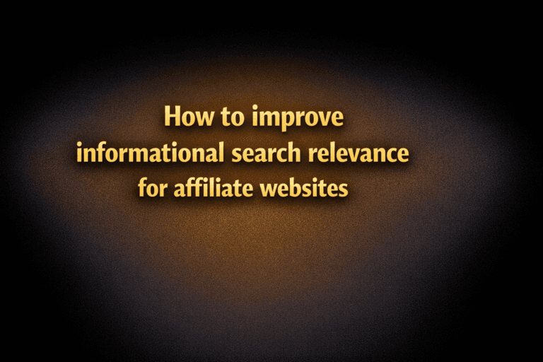 SEO content audit workspace for improving informational search relevance on affiliate websites