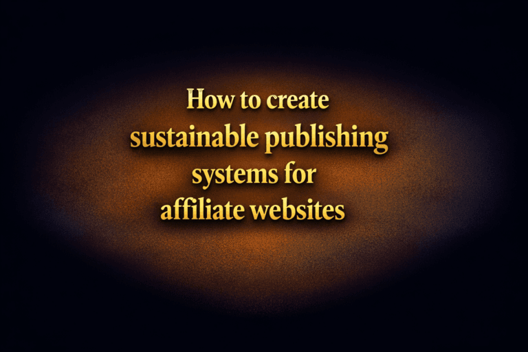 How to create sustainable publishing systems for affiliate websites