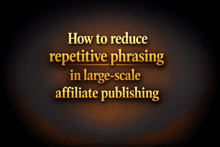 How to reduce repetitive phrasing in large-scale affiliate publishing