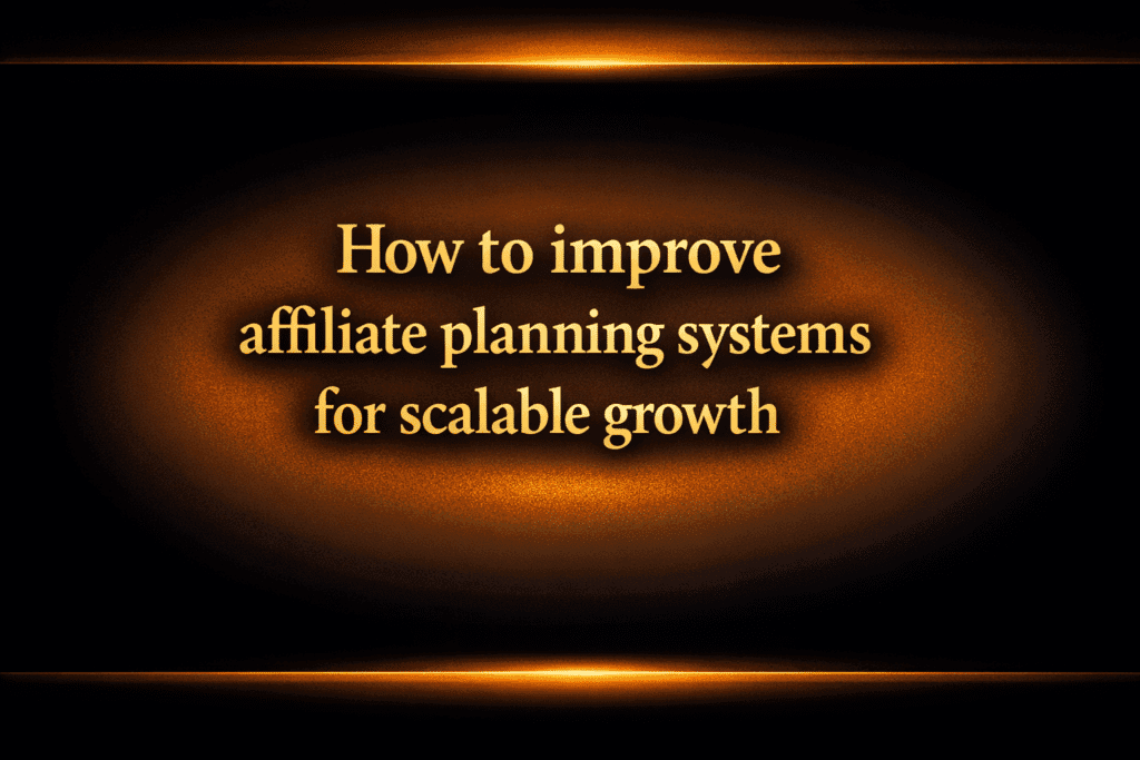 How to improve affiliate planning systems for scalable growth