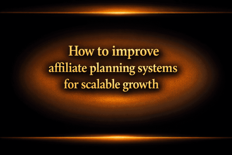 How to improve affiliate planning systems for scalable growth