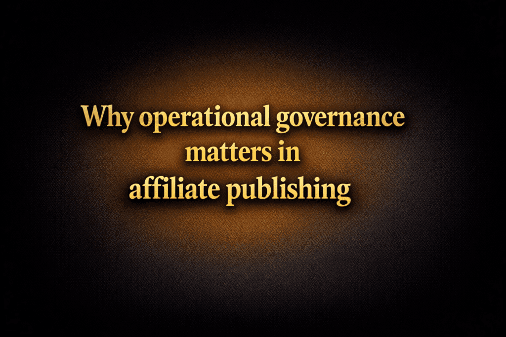 Why operational governance matters in affiliate publishing