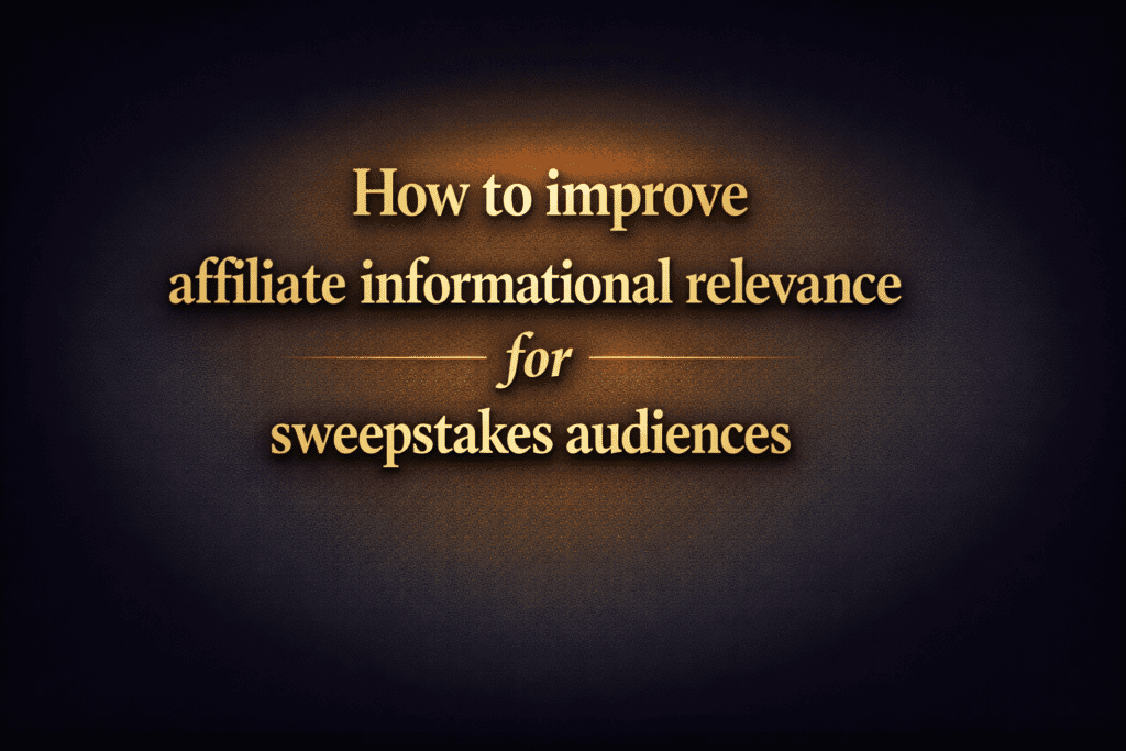 How to improve affiliate informational relevance for sweepstakes audiences