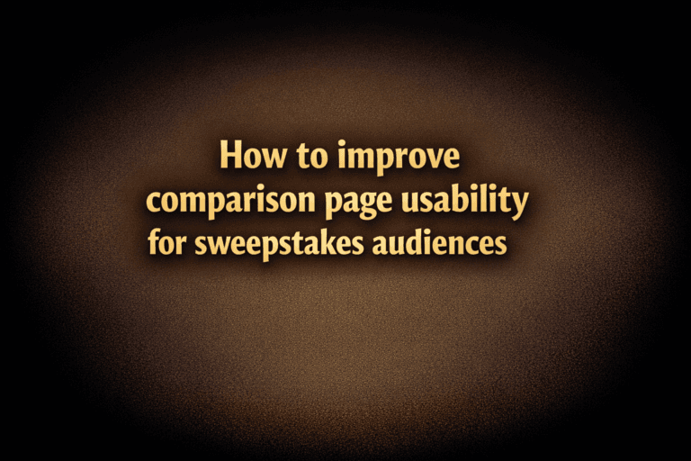 UX workspace reviewing comparison page usability for sweepstakes affiliate content