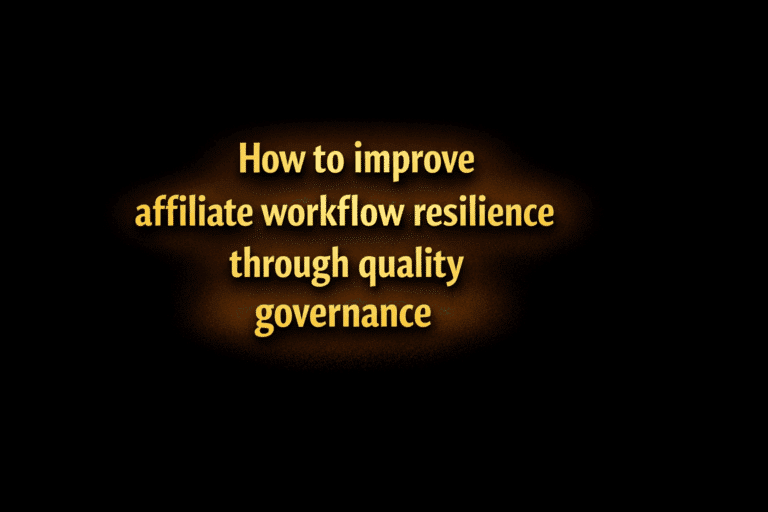 How to improve affiliate workflow resilience through quality governance