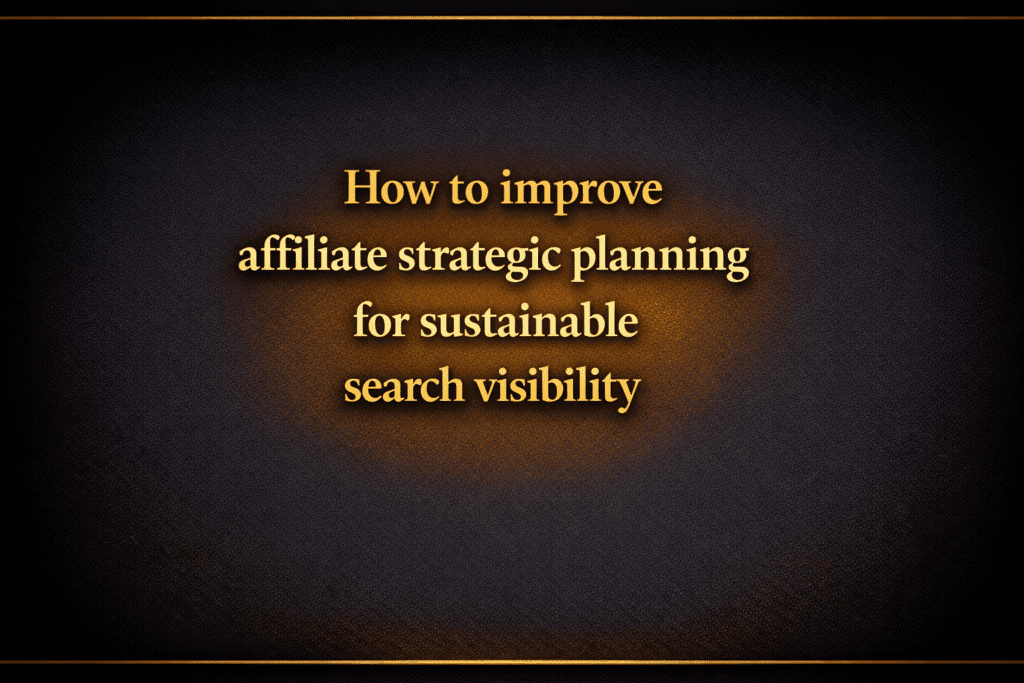How to improve affiliate strategic planning for sustainable search visibility