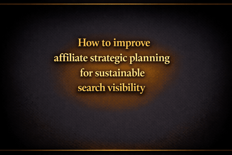 How to improve affiliate strategic planning for sustainable search visibility