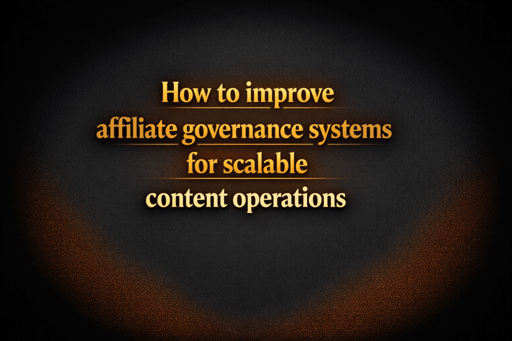 How to improve affiliate governance systems for scalable content operations