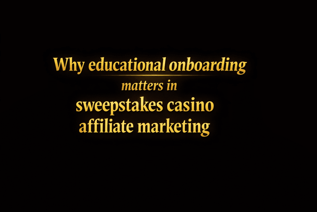Why educational onboarding matters in sweepstakes casino affiliate marketing