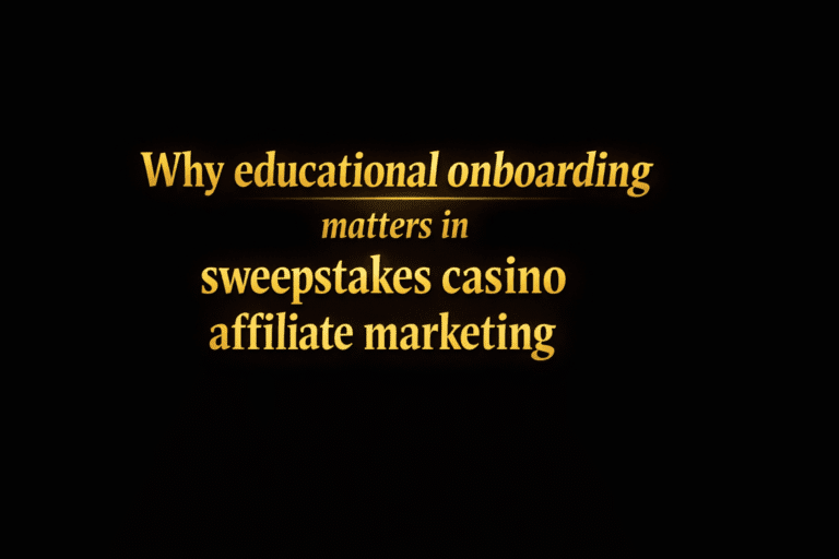 Why educational onboarding matters in sweepstakes casino affiliate marketing