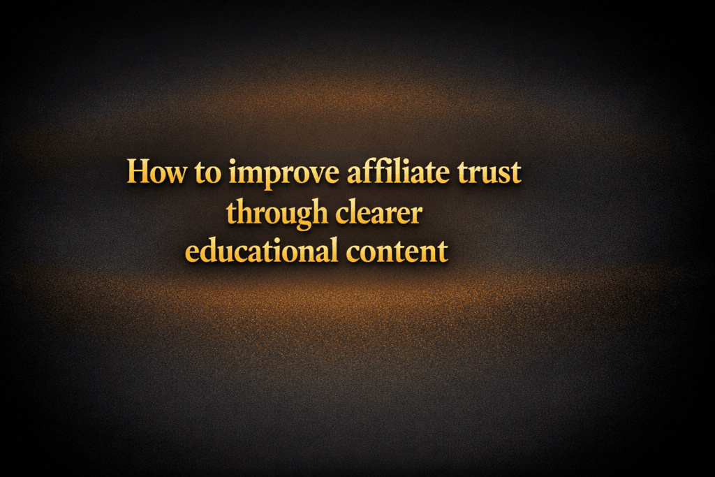 How to improve affiliate trust through clearer educational content