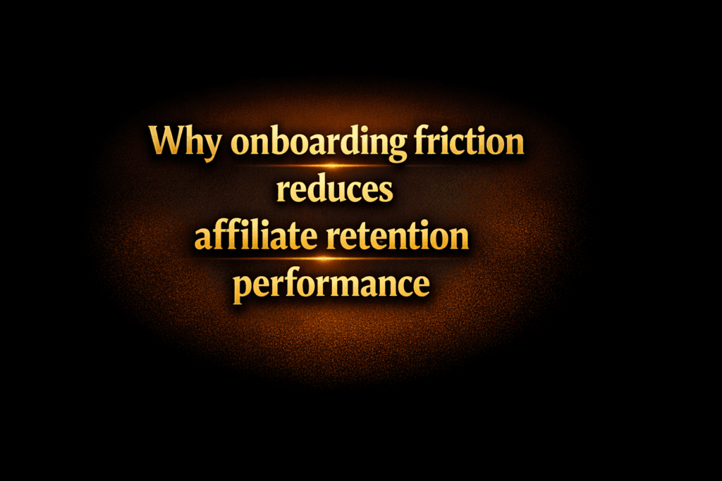 Why onboarding friction reduces affiliate retention performance