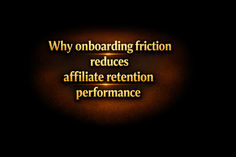Why onboarding friction reduces affiliate retention performance