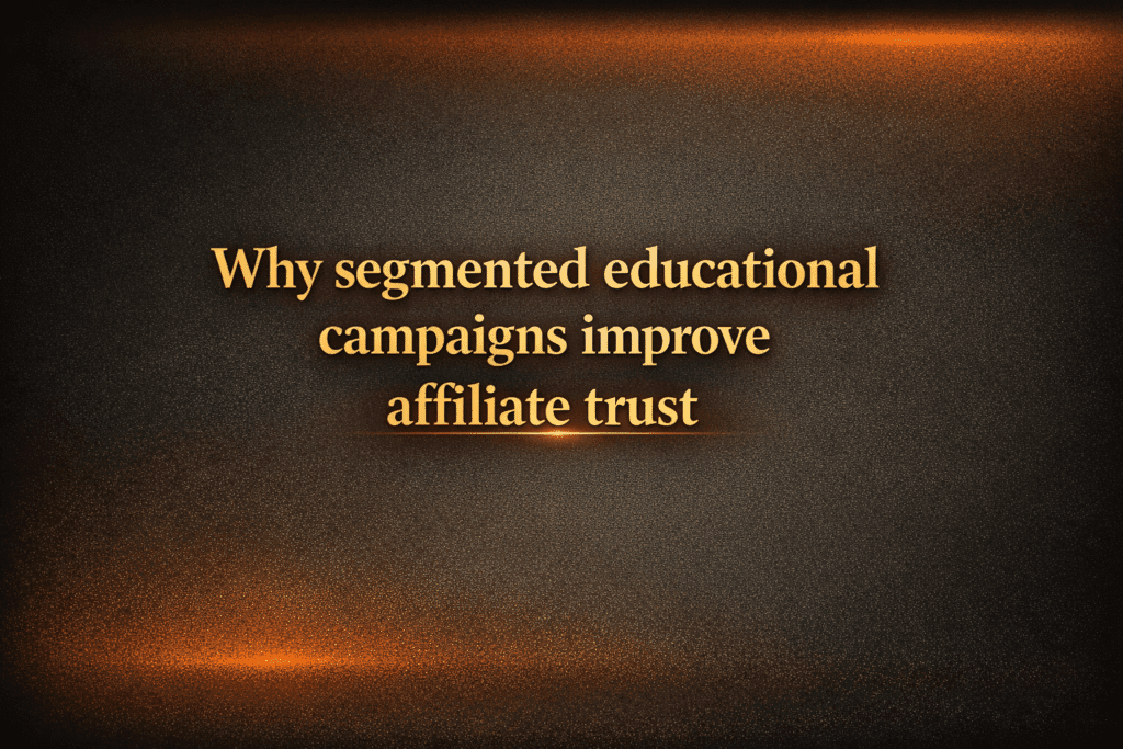 Why segmented educational campaigns improve affiliate trust