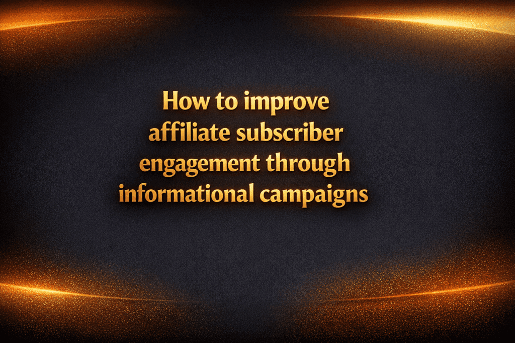 How to improve affiliate subscriber engagement through informational campaigns