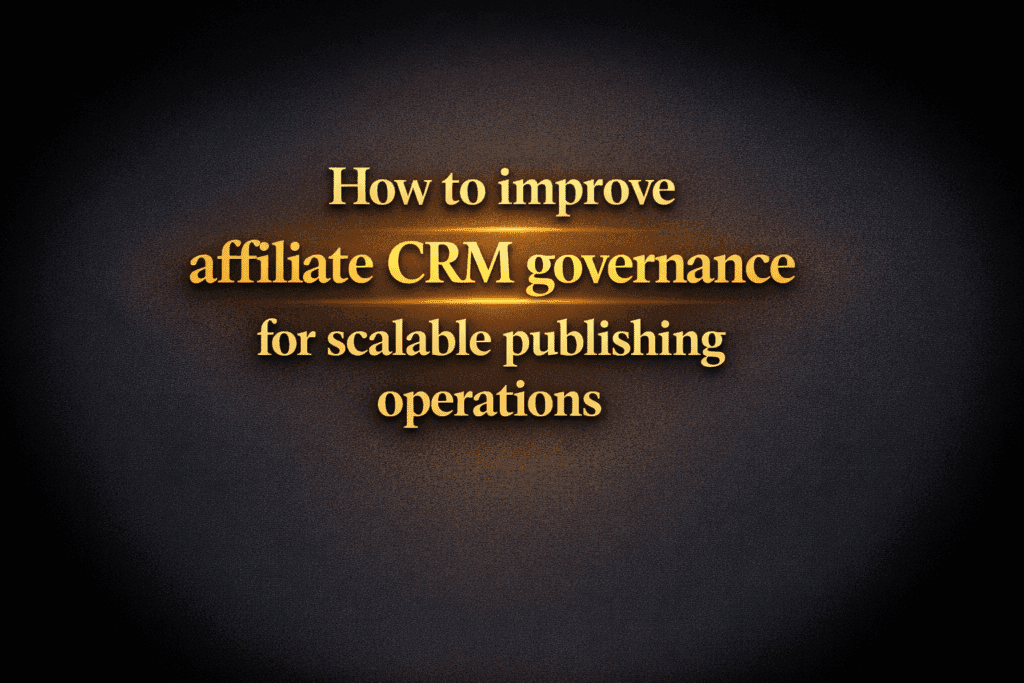 How to improve affiliate CRM governance for scalable publishing operations