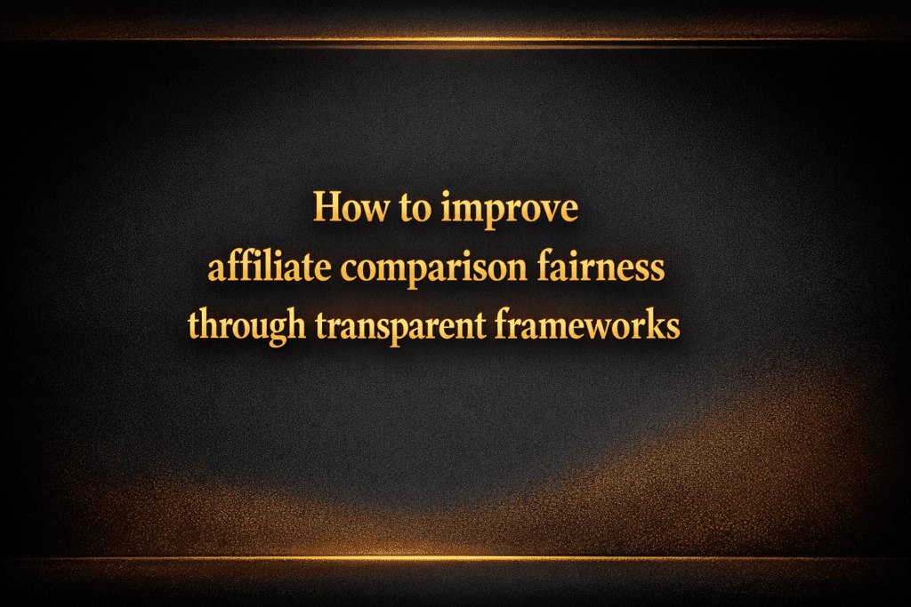 How to improve affiliate comparison fairness through transparent frameworks