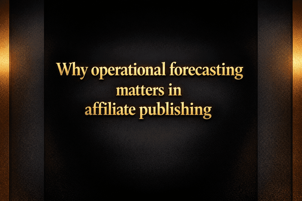 Why operational forecasting matters in affiliate publishing