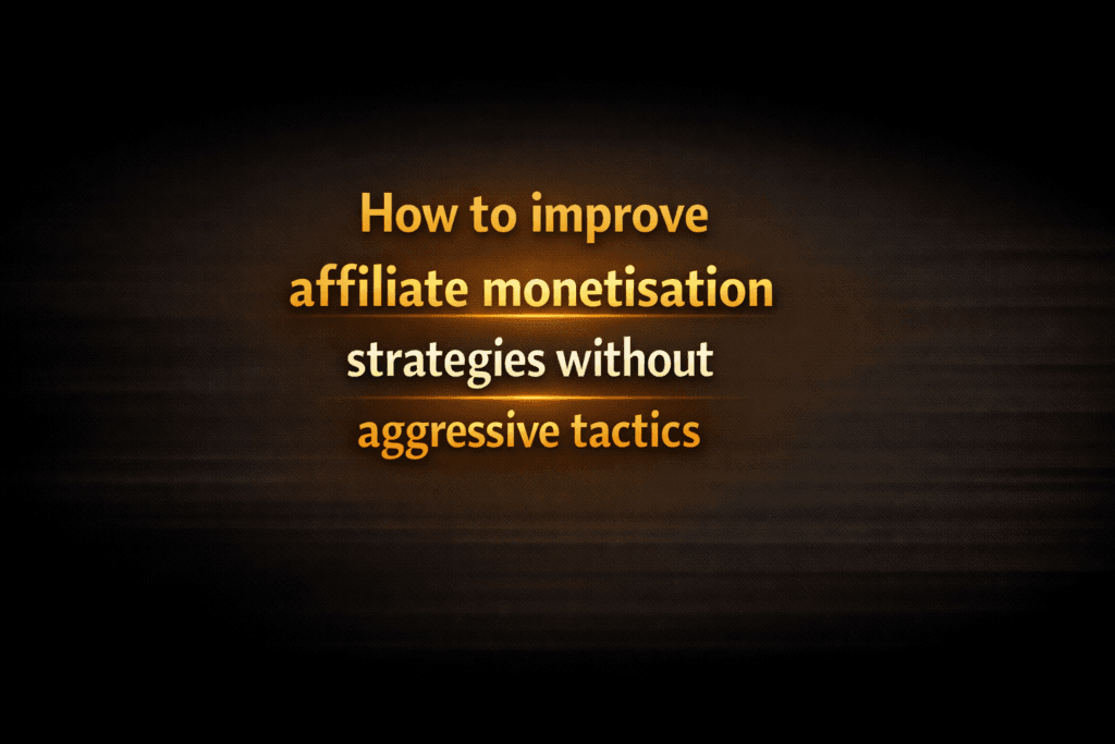 How to improve affiliate monetisation strategies without aggressive tactics