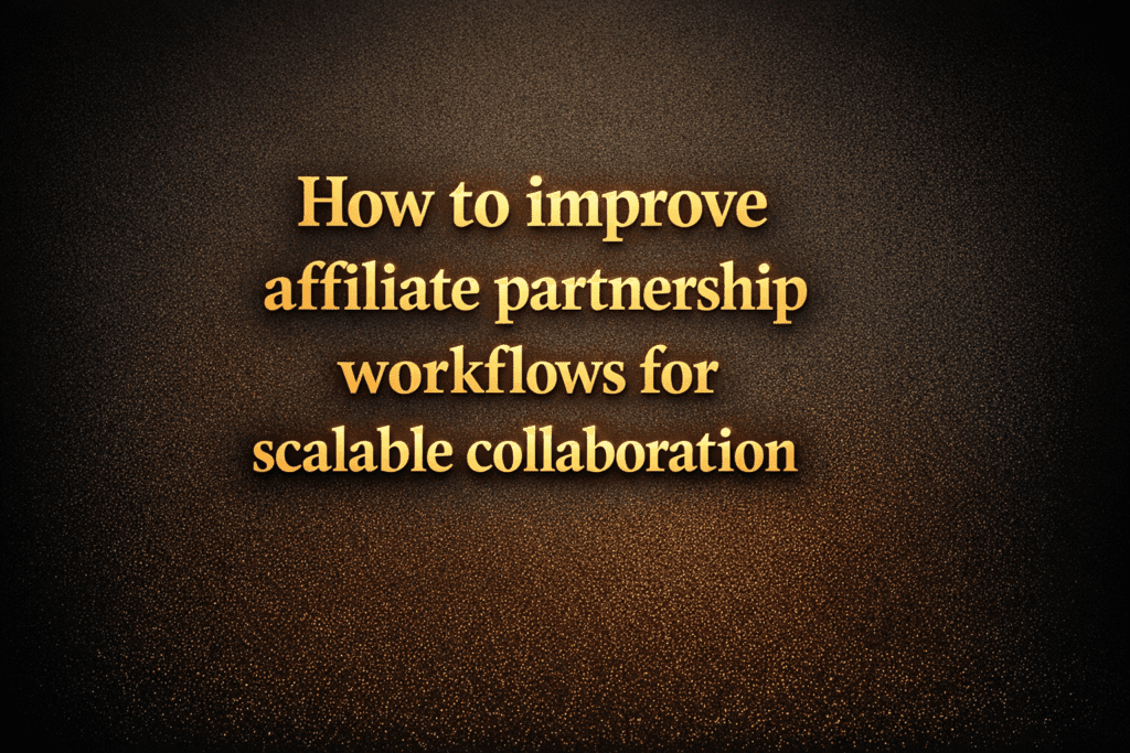 How to improve affiliate partnership workflows for scalable collaboration