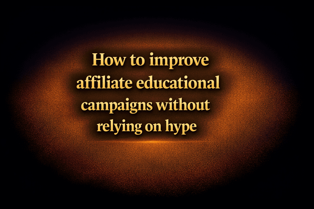 How to improve affiliate educational campaigns without relying on hype
