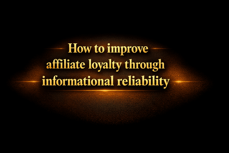 How to improve affiliate loyalty through informational reliability