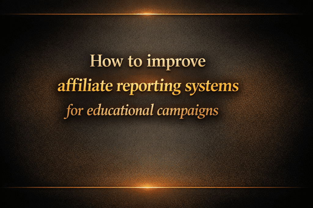 How to improve affiliate reporting systems for educational campaigns