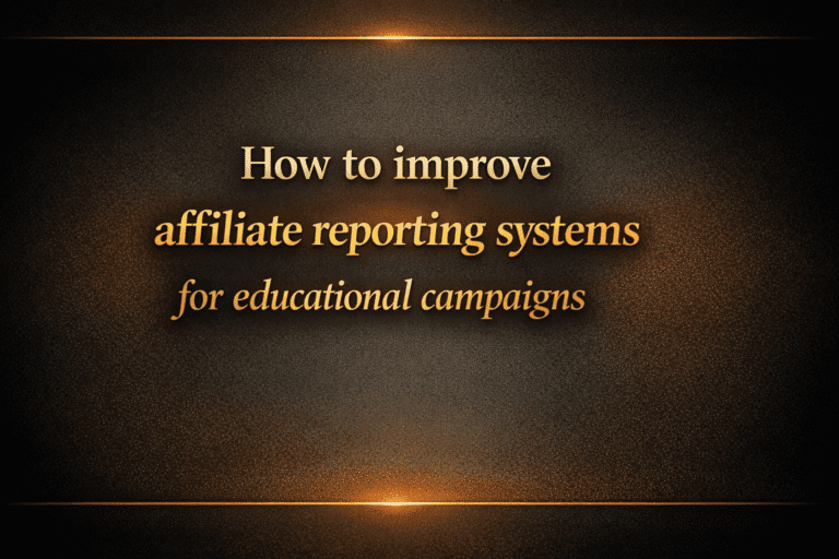 How to improve affiliate reporting systems for educational campaigns