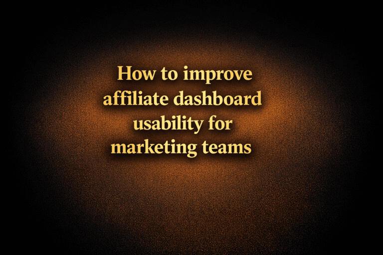 How to improve affiliate dashboard usability for marketing teams