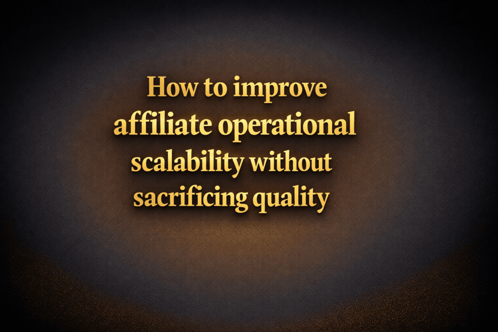 How to improve affiliate operational scalability without sacrificing quality