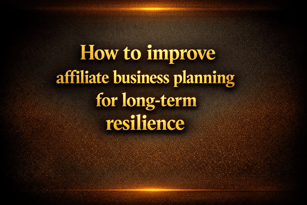 How to improve affiliate business planning for long-term resilience