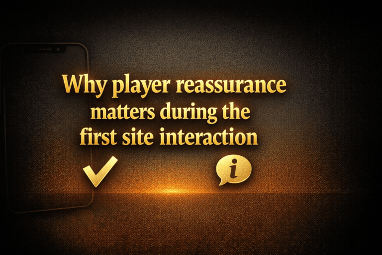 Why player reassurance matters during the first site interaction