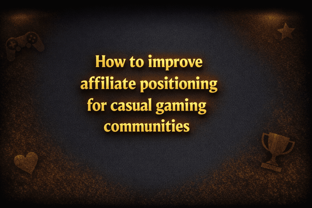 How to improve affiliate positioning for casual gaming communities