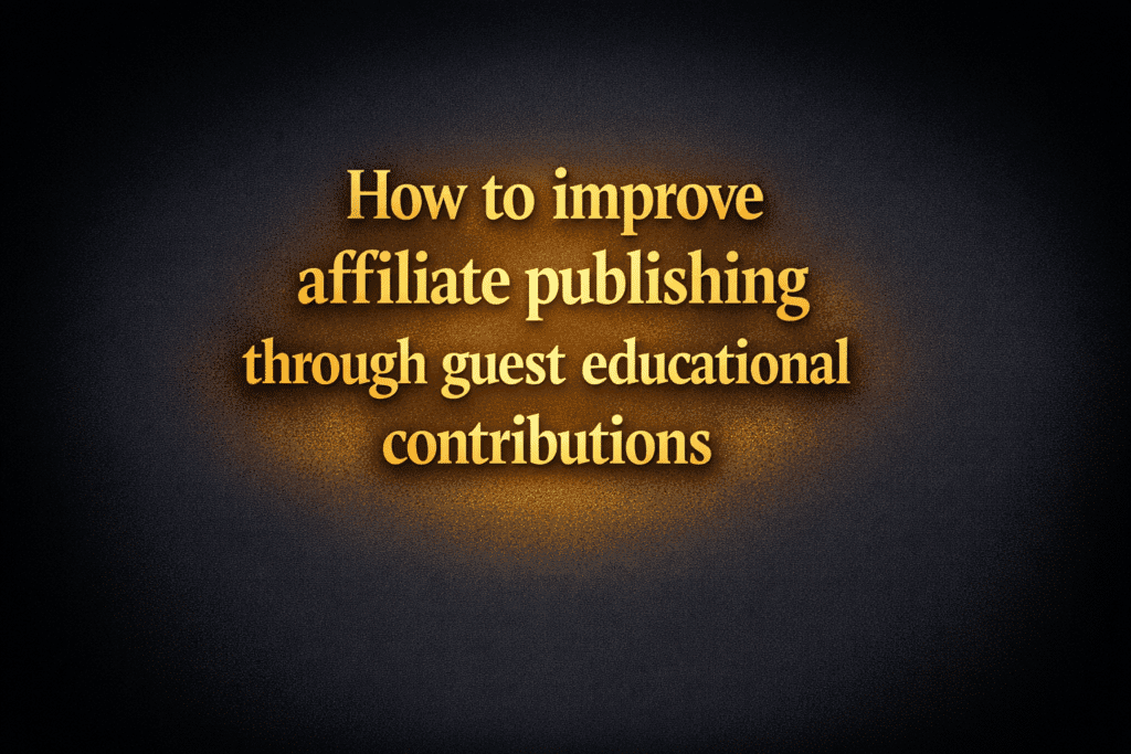 How to improve affiliate publishing through guest educational contributions