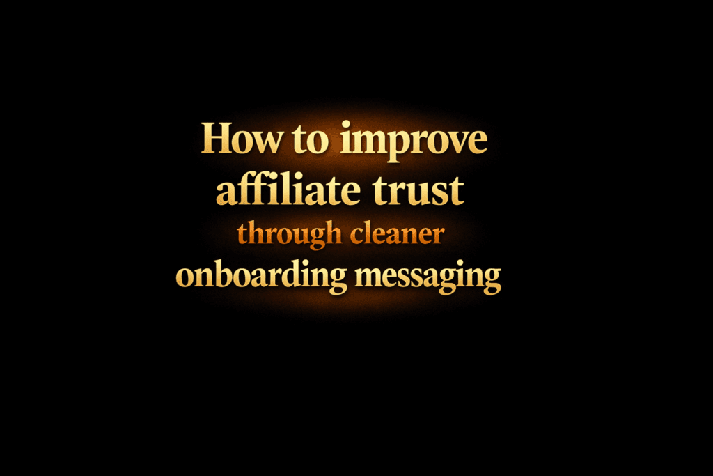 How to improve affiliate trust through cleaner onboarding messaging