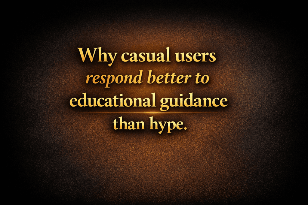 Why casual users respond better to educational guidance than hype